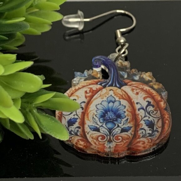 Pumpkin Earring, Boho Earring, Halloween Earring, Thanksgiving Earring, Fall - Picture 1 of 7